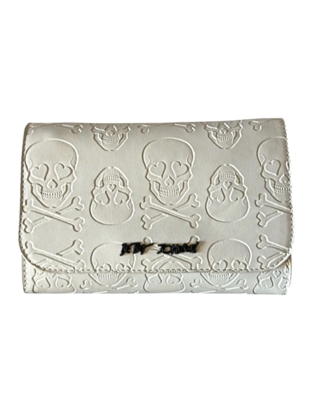 Betsey Johnson Faux Leather Skull and Crossbones Crossbody Bag Purse